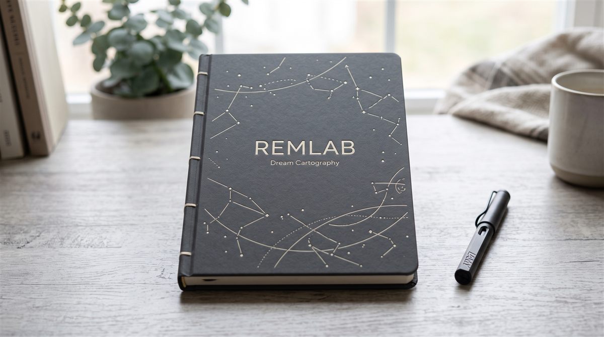 Cuaderno de Cartografía de REM Lab, con ilustración de constelaciones en la portada